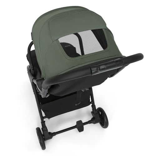 Jeep Altitude Compact Travel Stroller by Delta Children Greenguard Gold, Easy One Hand Fold, Lightweight, Extendable Canopy with Peek-a-Boo Window, Reclining Seat, 4 Wheel Suspension, Olive Green - Image 9