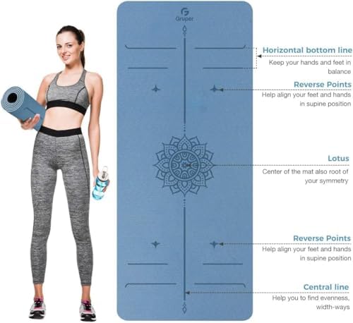 Yoga Mat Non Slip TPE Thick Yoga Mat with Alignment Mark, Large Size 72"L x 32"W x 0.32"Th or 0.24"Th, Anti-Tear Exercise & Fitness Mat for Yoga, Pilates & Floor Workouts - Image 2