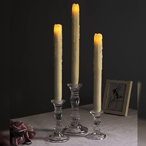 3Pack Glass Candle Stick Holders - Clear Crystal Taper Candles Holder– Table Centerpieces for Buring Candles, Led Taper Candle,Party and Wedding Decoration(4,6,8inches Tall) - Image 7