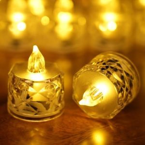 12 Pack Crystal LED Tea Light Candles, Battery Operated, Flameless, Kids & Pets Friendly, Long Battery Life, Modern Design for Decoration, Wedding, Party, Dating, Festival Celebration, Dinner