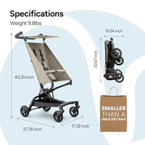 Mompush Jeto Lightweight Travel Stroller – 9.8 lbs Ultra-Compact, One-Hand Fold, Airplane Cabin Approved, All-Terrain Wheels, Smooth Ride for Toddlers, Perfect for Travel & Daily Use - Image 8