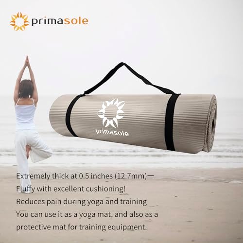 1/2-Inch Extra Thick NBR Yoga Mat with Enhanced Stability - Textured Design, Lightweight Mat with Carrying Strap & Case for Yoga, Pilates, Gym & Home Use (Multiple Colors) - Image 2
