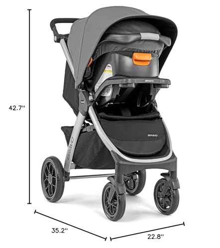Chicco Bravo 3-in-1 Trio Travel System, Bravo Quick-Fold Stroller with KeyFit 30 Infant Car Seat and Base, Car Seat and Stroller Combo | Camden/Black - Image 15