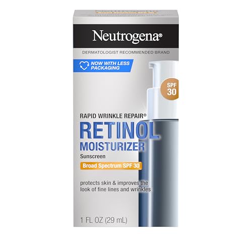 Neutrogena Rapid Wrinkle Repair Retinol Face Moisturizer with SPF 30 Sunscreen, Daily Anti-Aging Face Cream with Retinol & Hyaluronic Acid to Fight Fine Lines, Wrinkles, & Dark Spots, 1 fl. oz