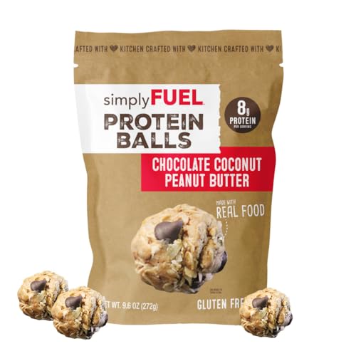 simplyFUEL Whole Food Protein Balls with Probiotics - Chocolate Coconut Peanut Butter Snacks - 8g Protein Snack - Gluten Free Energy Balls