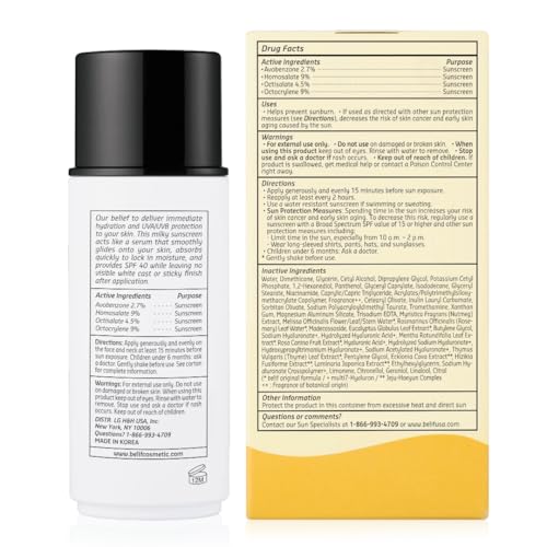 belif Milky Niacinamide Sunscreen SPF 40 – Lightweight & Invisible Sun Serum for Face with 7 Types of Hyaluronic Acid | No White Cast, Non-Comedogenic, Hydrating, Makeup-Gripping Primer (1.69 fl.oz) - Image 7