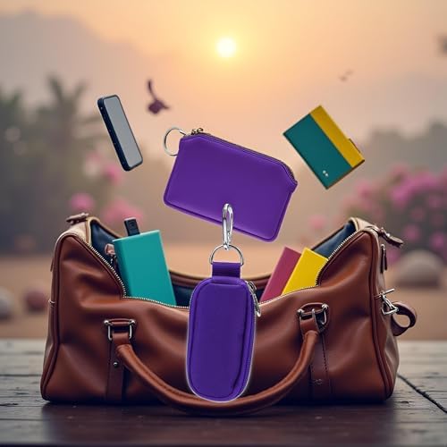 1Pc Purple (Without Bottle) Portable Small Essential Oils Keychain Pouch Kit for 5/10/15ml Carrying Travel Bag for Oil Bottles Travel Cases Tools and Accessories - Image 5