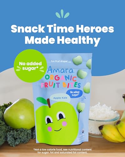 Amara Organic Fruit Bites Apple Kale - No Artificial Colors/Dyes, Added Sugar, Dairy-Free Fruit Snacks, Made with Organic Whole Foods, Healthy Fruit Snacks for Kids - 6 Pack - Image 4