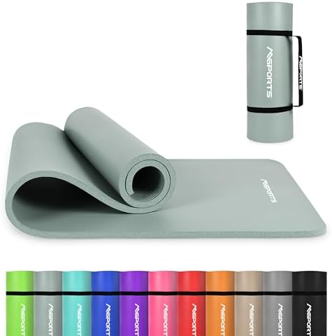 Yoga Mat Premium Non Slip Thick – Extra Comfortable Exercise Mat for Home Workouts, Pilates, Stretching & Gym – Cushioned NBR Foam, Gym Mat with Strap, for Women & Men