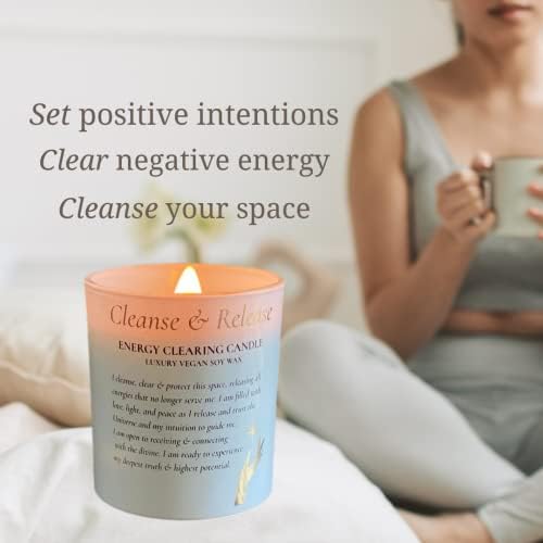 Sage Candles for Cleansing – White Sage Smudge Wood Wick Candles That Crackle with Selenite Crystal & Quartz for Home Rituals & Manifestation - Image 4