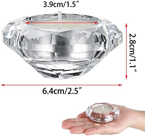 OwnMy Set of 3 Crystal Tea Light Holders Round Votive Candle Holders, Clear Crystal Tealight Candle Holders Crystal Diamond Shaped Candle Stands Modern Candle Centerpiece for Living Room Table Decor - Image 3