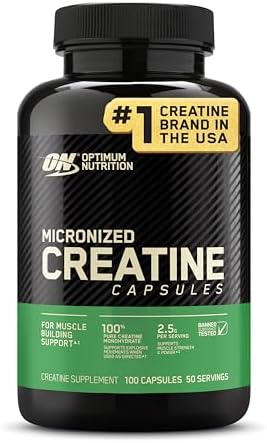 Optimum Nutrition Micronized Creatine Monohydrate Capsules, Keto Friendly, 2500mg, 100 Capsules