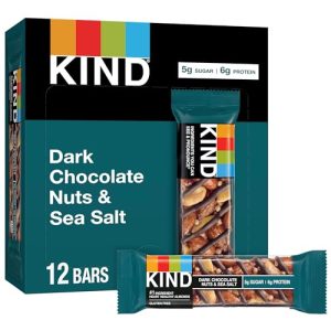 KIND Nut Bars, Dark Chocolate Nuts and Sea Salt, Healthy Snacks, Gluten Free, Low Sugar, 6g Protein, 12 Count
