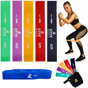 Resistance Bands for Women and Men, Heavy Duty Natural Rubber Exercise Bands for Workout at Home and Gym, Strength Training, Physical Therapy, Sets of 5 Bands, Exercise Guide and Carrying Pouch