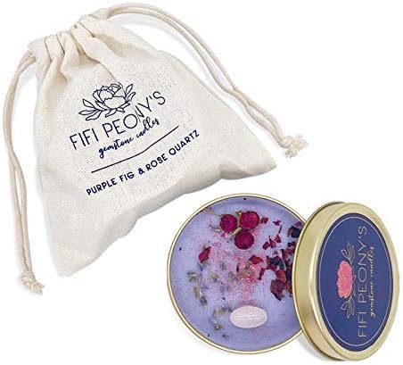 Fifi Peony's Gemstone Candles - Infused with Healing Rose Quartz Crystals and Hand Placed Dried Flowers. Scented with Soothing Fig in Natural Soy Wax. Burns with an Elegant Wooden Wick. 8oz - Image 4