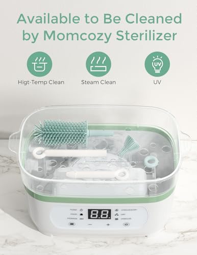 Momcozy Bottle Brush Set - Baby Bottle Cleaner Kit with Silicone Brush, Nipple Brush, Straw Brush, Soap Dispenser, Drying Rack - 7 in 1 Bottle Cleaning Tool for Home and Travel - Image 6