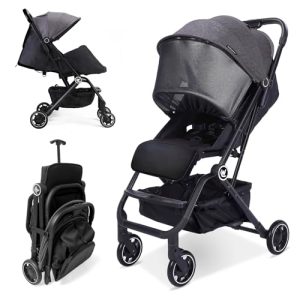 Lightweight Baby Stroller, Compact Travel Stroller with Retractable Foot Cover & Sleep Shade, One Hand Easy Foldable Strollers, Adjustable Reclining Seat for 0-36 Months