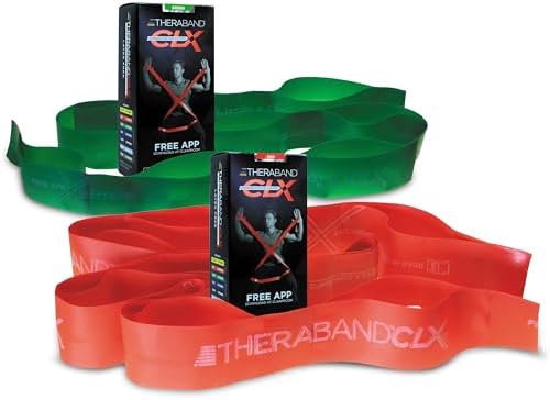 THERABAND CLX Resistance Band with Loops, Fitness Band for Home Exercise and Workouts