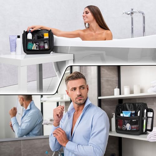 Travel Toiletry Bag for Men and Women - Large Hanging Toiletry Organizer - Waterproof Hygiene Bag with Metal XXL Swivel Hook, with Sturdy Zippers and 19 Compartments for Toiletries, Makeup, Cosmetics - Image 3