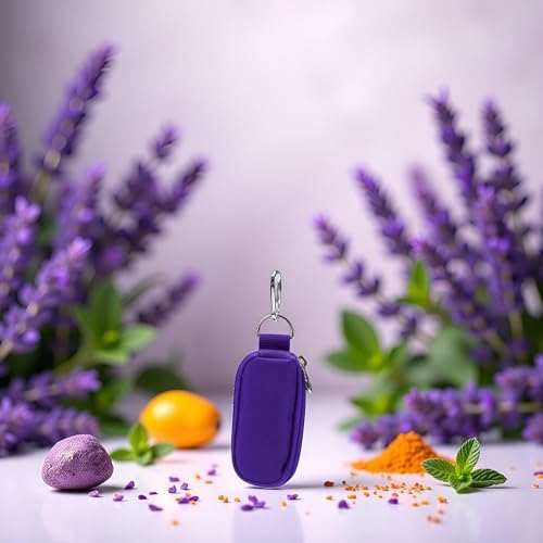 Purple (without bottle) Portable Small Essential Oils Keychain Pouch Kit for 5/10/15ml Carrying Travel Bag for Oil Bottles Travel Cases - Image 7