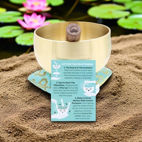 ZENPROSPERA Tibetan Singing Bowl Set – 6-Inch Sound Bowl for Meditation, Relaxation & Stress Relief | The ZenProspera Bowl - Lotus Edition - With Mallet, Gift Box, & Cushion - Image 8