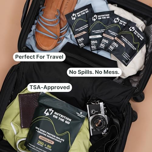 Travel Whey Protein Isolate Packets – Single-Serve Protein Powder – 25g Protein + 5g Creatine – Vanilla (15-Pack) - Image 3