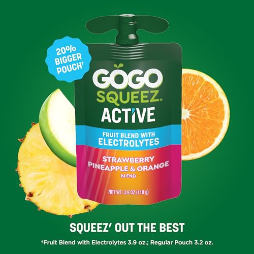GoGo squeeZ Active Fruit Blend with Electrolytes | 18-Count Variety Pack | Blueberry Strawberry Lemon & Strawberry Pineapple Orange | Made with Real Fruit and Antioxidants Vitamin A, Vitamin E, & Vitamin C - Image 7