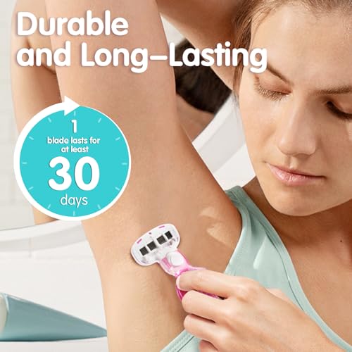 DreamGenius Travel Razors for Women, Travel Size Toiletries Include 1 Handle and 2 Cartridges, Extra Smooth 5-Blade Travel Essentials Razor with Case for Shaving, Pink - Image 7