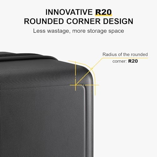 LEVEL8 Hard Shell Carry on Luggage Airline Approved, Carry-on Suitcases with Wheels, Lightweight Luminous Textured Hardside Travel Bag with Tsa Lock, 20 Inch, Black - Image 6