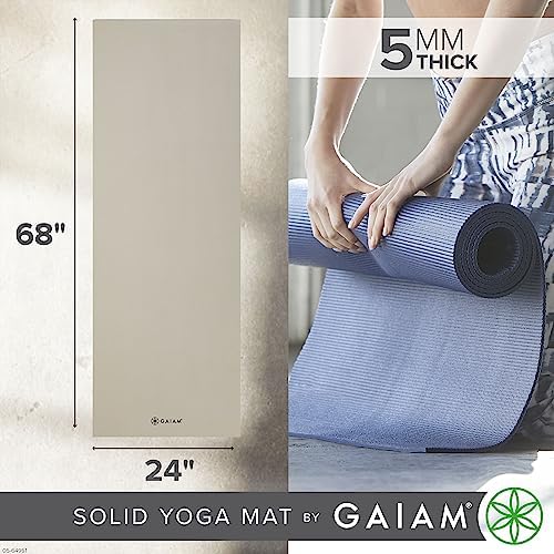 Gaiam Yoga Mat - Premium 5mm Solid Thick Non Slip Exercise & Fitness Mat for All Types of Yoga, Pilates & Floor Workouts (68" x 24" x 5mm) - Image 3