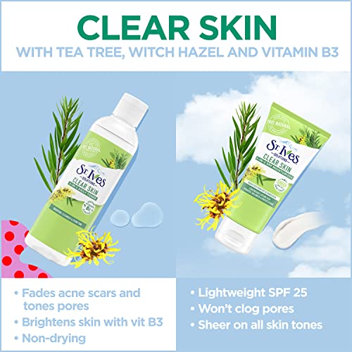 St. Ives Clear Skin Lotion - 3-in-1 SPF 25 Face Moisturizer for Acne Prone, Oily, or Combo Skin, Lightweight Sheer Daily Face Lotion with Tea Tree Extract & Witch Hazel, 3 Fl Oz - Image 6