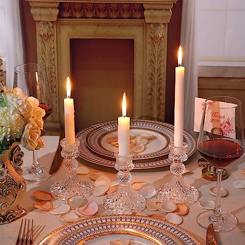 Candlestick Holders Set,12Pcs 4" H Taper Candle Holders Bulk, Clear Glass Candle Holders for Wedding, Spring Party, Romantic Dinner, Festival & Windowsill Decor - Image 5