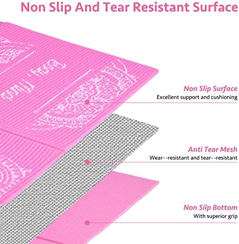 Foldable Yoga Mat for Women, Non Slip Exercise Mat for Home Gym, 5mm Travel Yoga Mats Set With Stretch Strap for Yoga Pilates and Fitness, 68"L x 24"W x 0.2 Inch Thick - Image 3