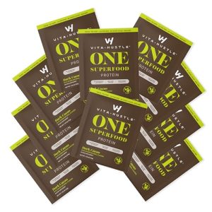 VitaHustle ONE Superfood Protein All-in-One Nutrition, 20g Chocolate Plant Protein, Single Serving Travel Packets, Meal Replacement, 86 Superfood Nutrients (10 Servings (Pack of 1), Chocolate)
