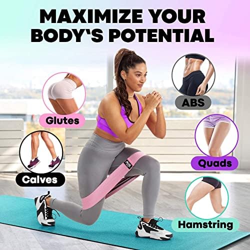Fabric Resistance Bands for Women & Men – 4 Durable Exercise Bands for Working Out, Non-Slip & Non-Pinching Workout Bands – Multiple Resistance Levels Booty Bands for Legs Butt Glutes Hips Abs & More. - Image 5