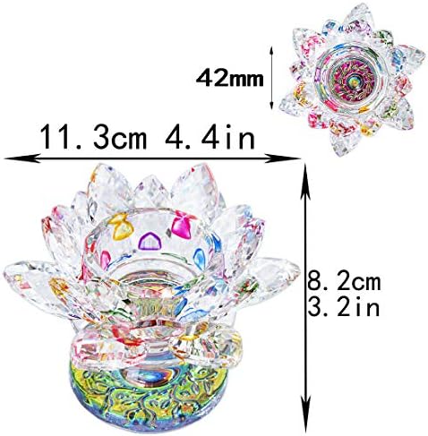 H&D HYALINE & DORA Colorful Crystal Lotus Flower Candle Holder Tealight Holders (4.5inch-Multi) - Image 3