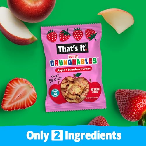 That’s it. Fruit Crunchables Apple + Strawberry Crisps, 15-Pack – 100% Real Fruit Snacks for Kids, Plant-Based, Non-GMO, Gluten-Free, No Sugar Added, Allergen-Free, Healthy Lunchbox Snack - Image 5