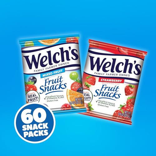 Welch's Fruit Snacks, Mixed Fruit & Strawberry Snack Box, Gluten Free, 0.8oz Snack Packs (Pack of 60) - Image 3