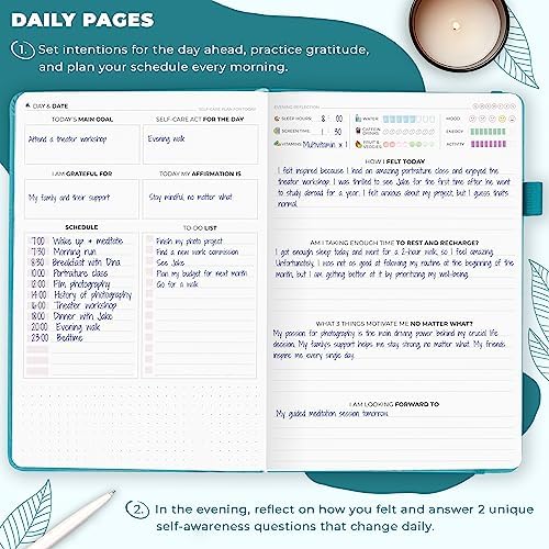 Clever Fox Self-Care Journal – Daily Reflection Notebook – Mental Health & Personal Development Planner, Meditation & Mood Log, A5 (Aquamarine) - Image 4