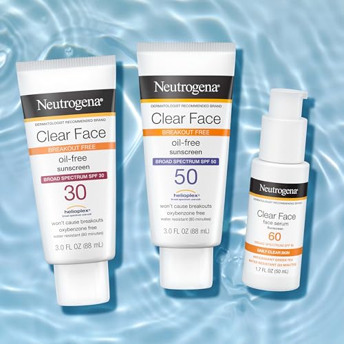 Neutrogena Clear Face Serum Sunscreen with Green Tea, Broad Spectrum SPF 60, Non-Comedogenic Face Sunscreen for Lightweight UVA/UVB Protection, Oxybenzone- & Fragrance-Free, 1.7 fl. oz - Image 7