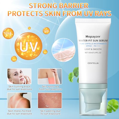 Centella Sunscreen SPF 50, Sunscreen for Face, Water Resistant Strong UV Protection No White Cast, Centella Madagascar Face Sun Screen Oil Free Korean Skincare(Blue 2) - Image 3
