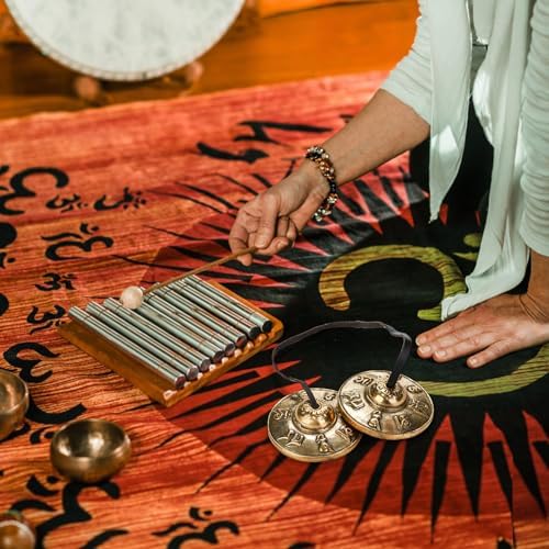 Foraineam Tingsha Cymbals Meditation Chime Bells, 2.5 Inch Brass Tibetan Tingsha Bells Relaxation Musical Instruments for Mindfulness, Chakra Healing, Stress Relief, Sound Awakening, Yoga Meditation - Image 4