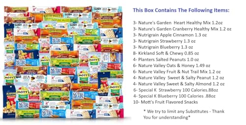Healthy Snacks, Care Package 67 Count Premium Healthy Mixed Box & Snacks Gift Variety Pack – Great for Home, Lunches, Work, Grab and Go, Office, Meetings, – Breakfast Bars, Bulk Granola Bars - Image 4