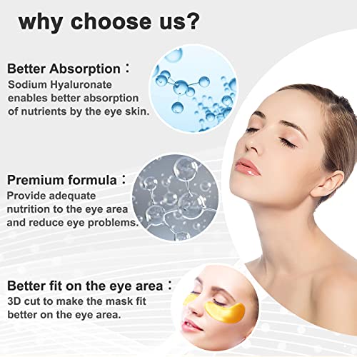 Permotary 30 Pairs 24K Gold Gel Crystal Collagen Eye Pads, Under Eye Mask for Moisturizing,Fine Lines, Dark Circles& Puffy Eyes Under Eye Patches, Gold - Image 7