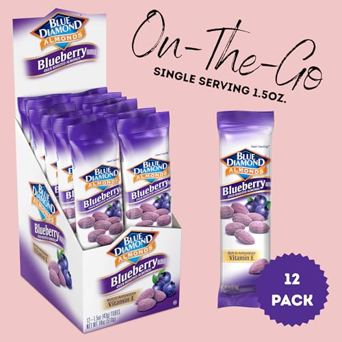 Blue Diamond Almonds, Blueberry Flavored Snack Nuts, Single Serve Bags (1.5 Oz. Tubes, Pack of 12) - Image 3