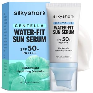 Centella Sunscreen SPF 50+ PA++++, Centella Asiatica Serum Sunscreen, Oil-Free, Non-Greasy, Long-Lasting UVA/UVB Protection, for Sensitive & Acne-Prone Skin, 1.69 Fl Oz