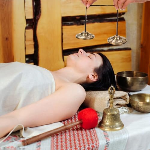 Foraineam Tingsha Cymbals Meditation Chime Bells, 2.5 Inch Brass Tibetan Tingsha Bells Relaxation Musical Instruments for Mindfulness, Chakra Healing, Stress Relief, Sound Awakening, Yoga Meditation - Image 5