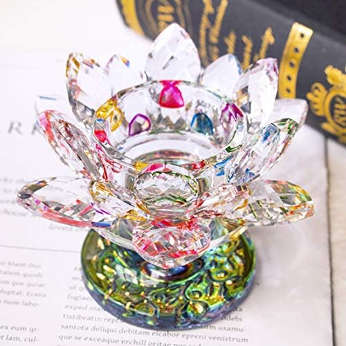 H&D HYALINE & DORA Colorful Crystal Lotus Flower Candle Holder Tealight Holders (4.5inch-Multi) - Image 2