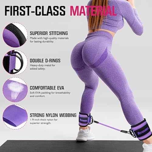 Ankle Resistance Bands with Cuffs, Home Gym Workout Equipment, Lifting Glute Butt Exercise Equipment for Women, Ankle Weights Fitness Set, Leg Booty Equipment for Training Perfect Body Shape - Image 3