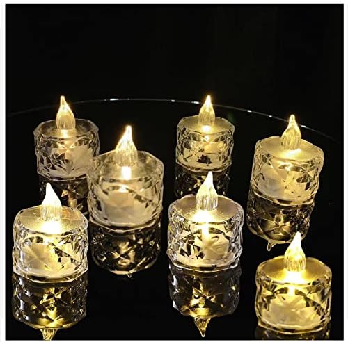 12pack LED Crystal Candle Light Table Centrepiece Flameless Candles Transparent Small Tea Wax Birthday Proposal INS Desktop Decoration Create Atmosphere Smokeless Candles Tea Lights